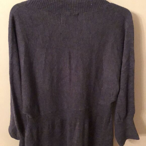 CONNECTED APPAREL SIZE XL BLUE GRAY WOOL V NECK DOLMAN SLEEVE SWEATER DRESS - Picture 7 of 8